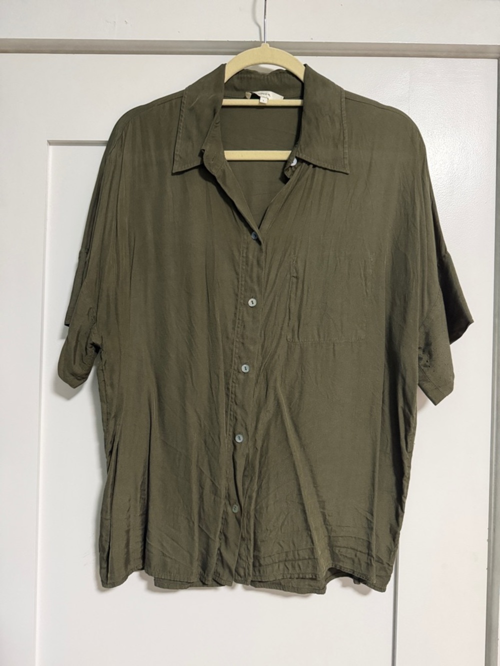 Vince Olive Green Short Sleeve Button-Down Shirt